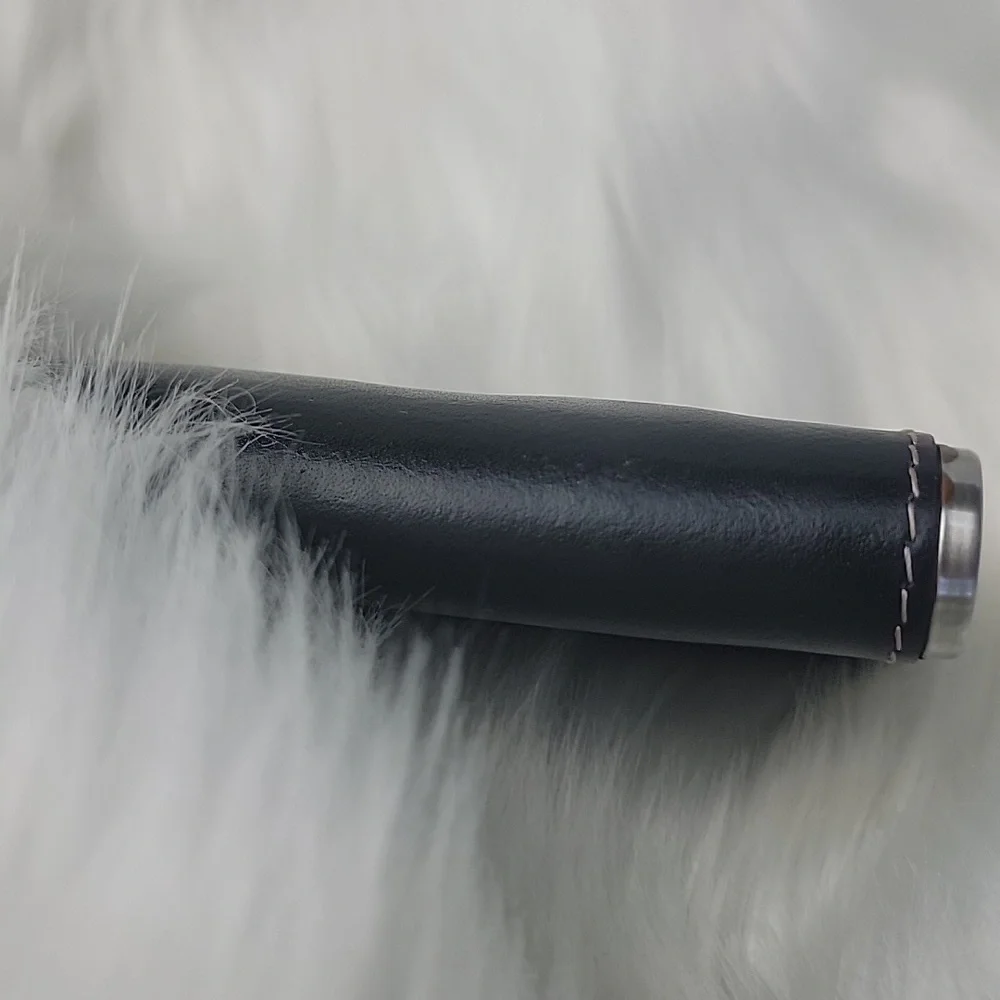 Black Faux Leather Contrast White Stitching Stainless Steel 3.5 oz. Pocket Flask